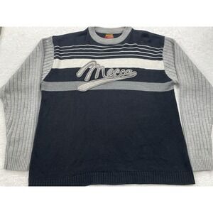 Vintage 90s Y2K Mecca Embroidered Crewneck‎ Sweater Gray Acrylic Hip Hop 3XL